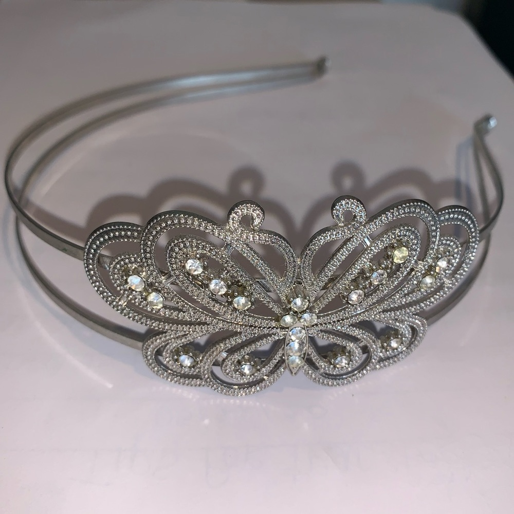 Silver Butterfly Diamond Headband